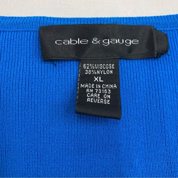 Cable & Guage SZ XL Summer Knit in Blue Black White Short Sleeves Color Blocking - Picture 9 of 12